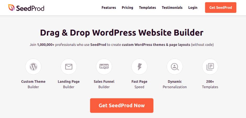 SeedProd - Il miglior costruttore di siti Web WordPress con trascinamento della selezione