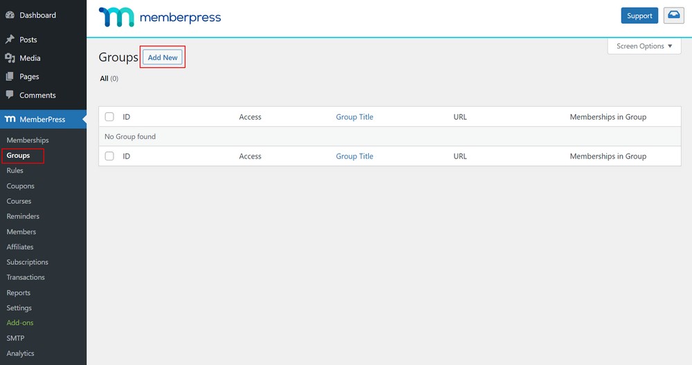 Ajouter des groupes dans MemberPress