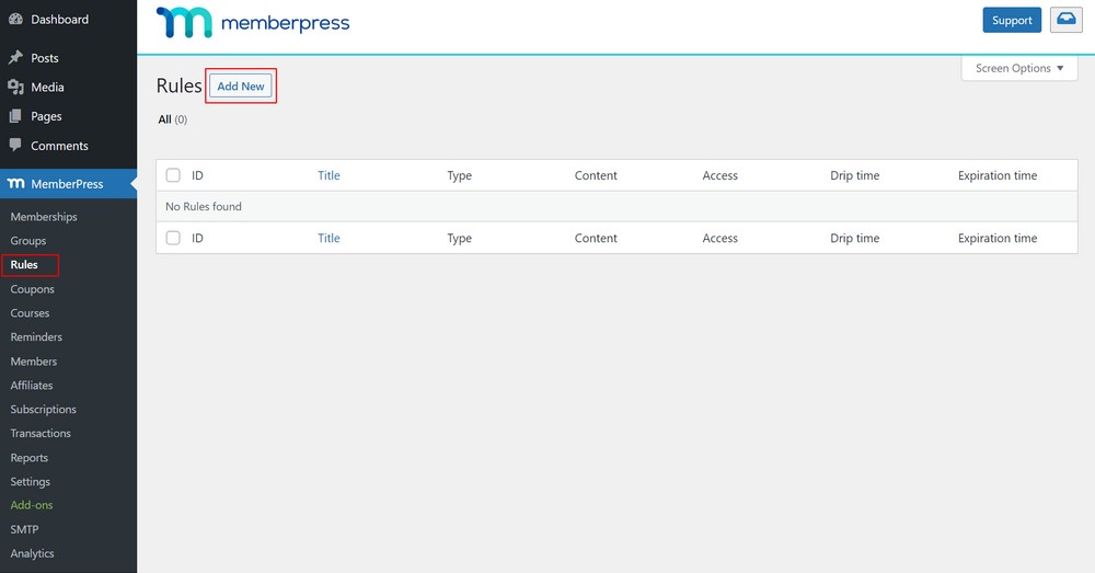 MemberPress เพิ่มกฎ