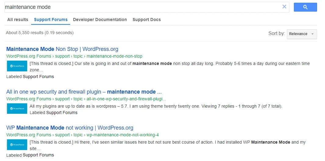 Posting tentang Mode Pemeliharaan di forum WordPress