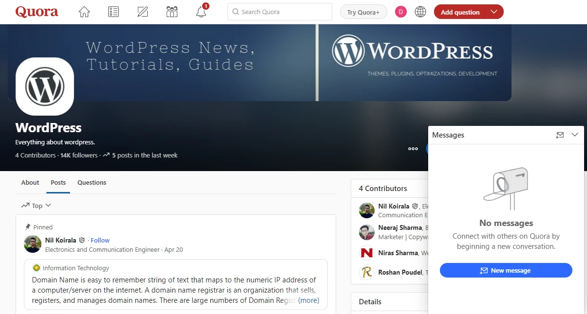 Grupa WordPress w Quora