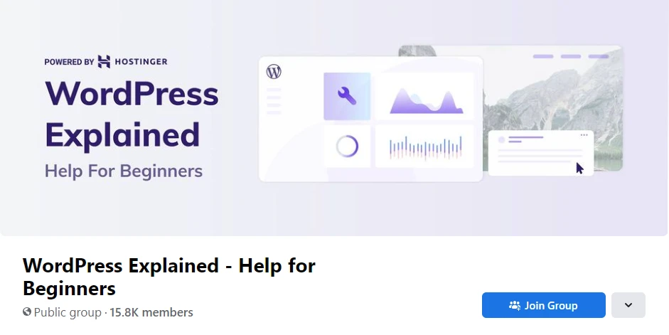 Grupa na Facebooku z wyjaśnieniem WordPress