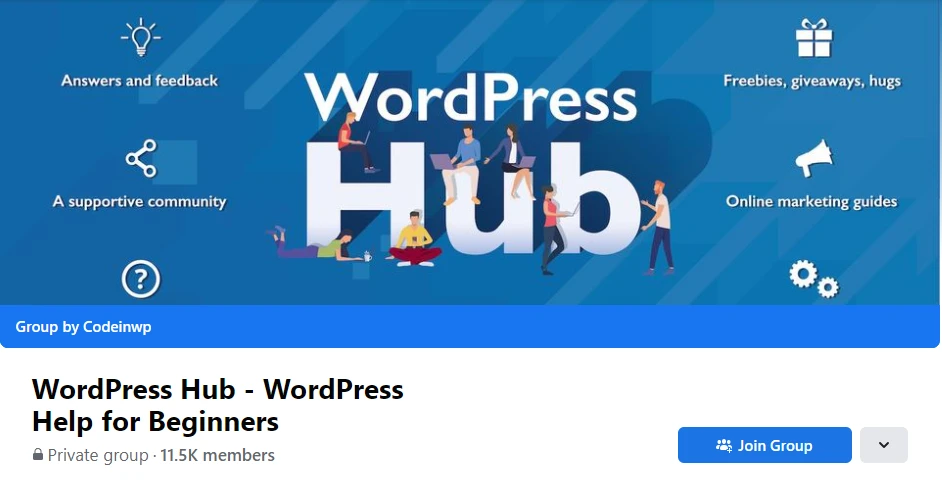 Grupul Facebook Hub WordPress