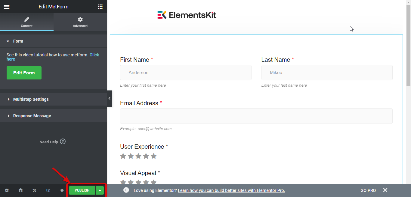 terbitkan formulir survei wordpress