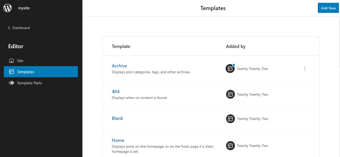 เทมเพลตการแก้ไขเว็บไซต์แบบเต็มของ WordPress