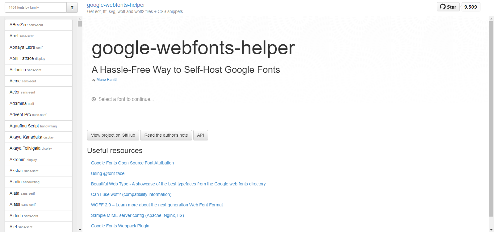 Ferramenta auxiliar do Google Web Fonts