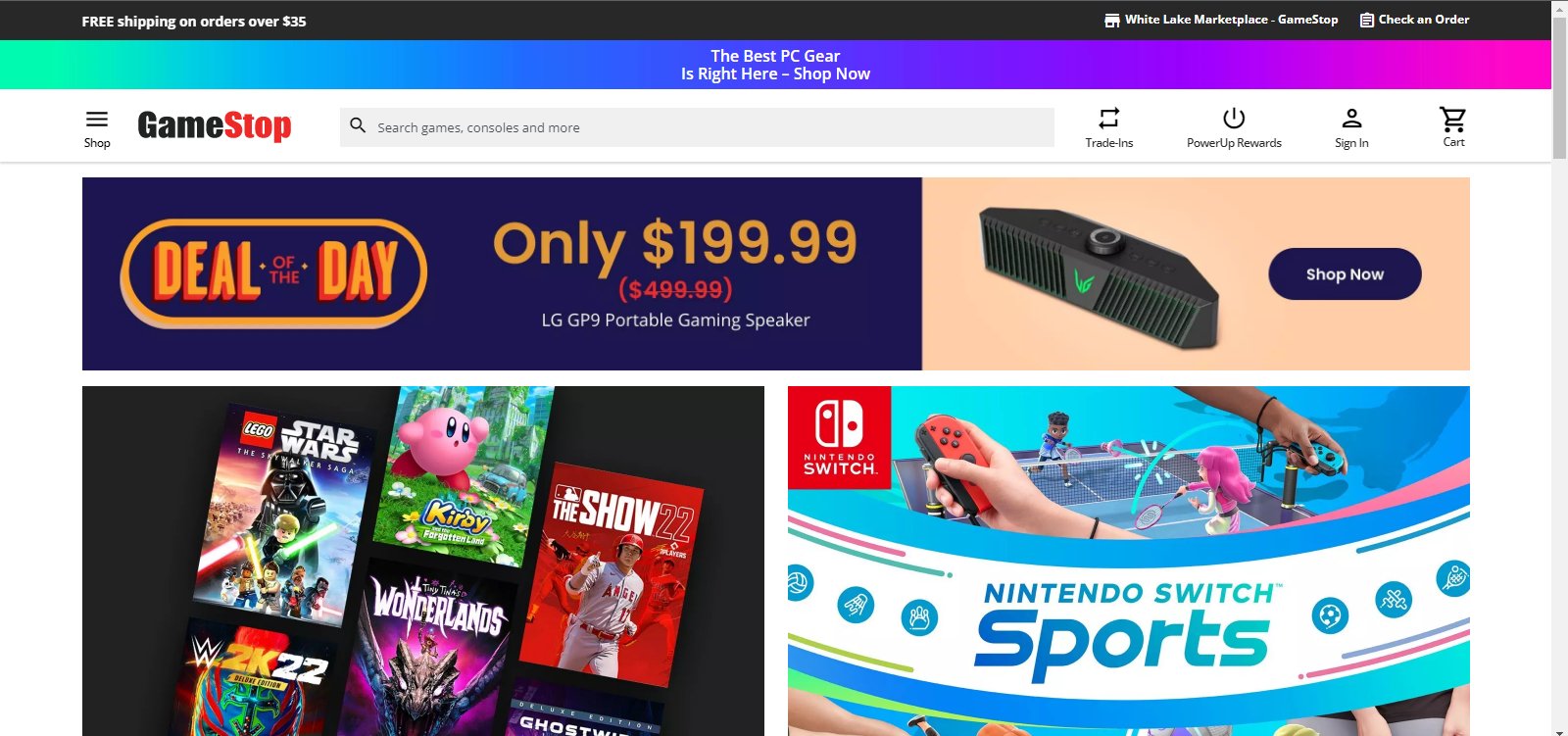 todos os elementos carregados no site da Gamestop