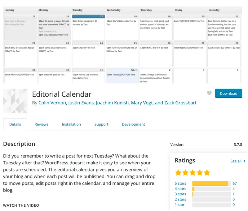 Plugin Calendario Editoriale