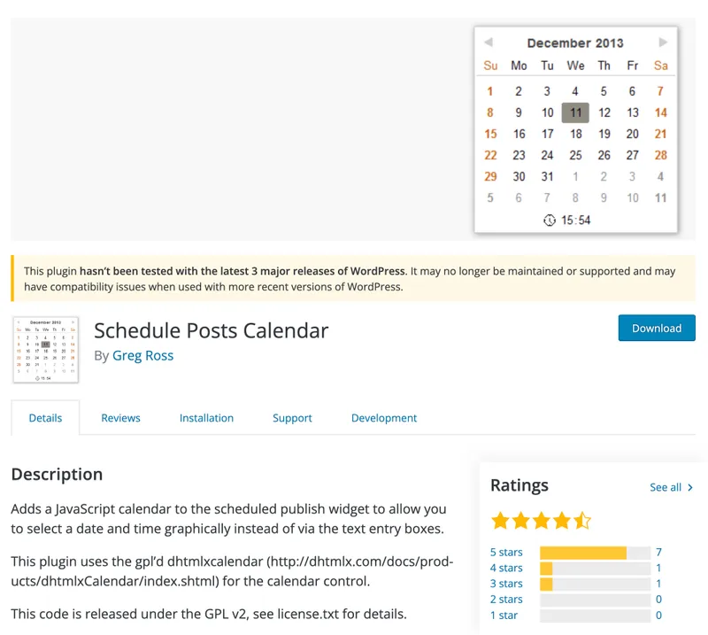 Plugin Calendario dei messaggi di pianificazione