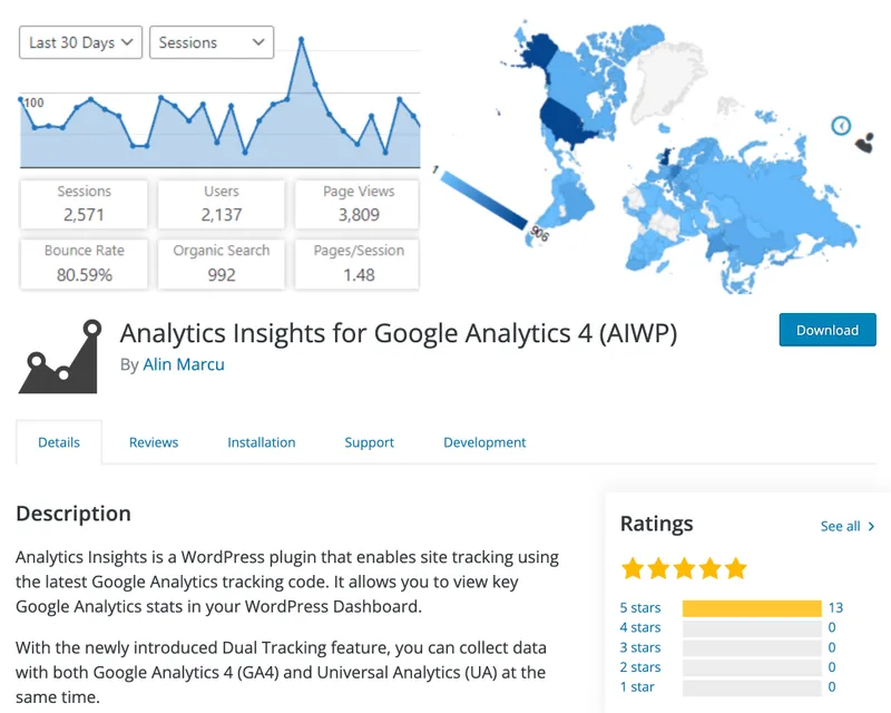 Wawasan Analytics untuk plugin Google Analytics 4