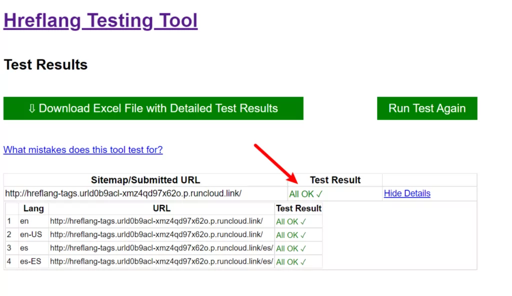 Testen Sie Ihre Website auf den Fehler „Ihre Website hat keine hreflang-Tags“.