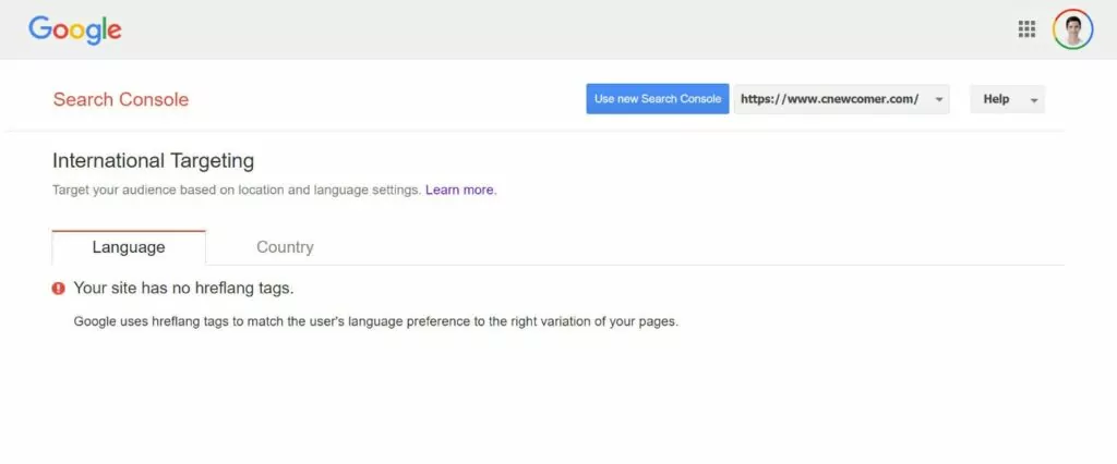 Votre site n'a pas d'erreur de balises hreflang dans Google Search Console