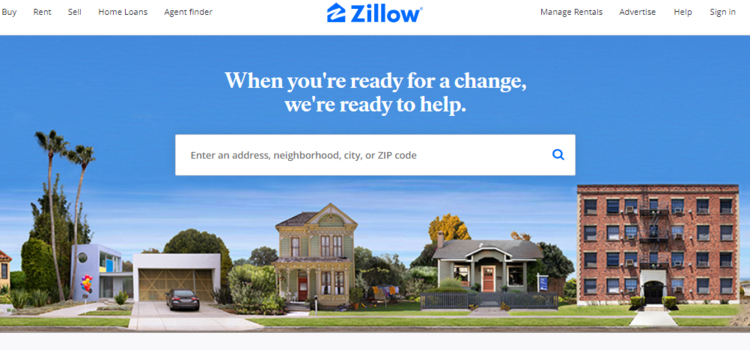 Zillow 主頁。