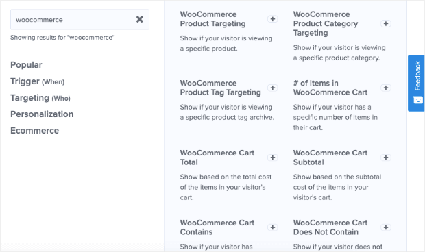 woocommerce targeting rules