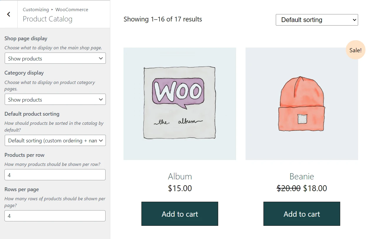 การเปลี่ยนการตั้งค่าการแสดงผล WooCommerce