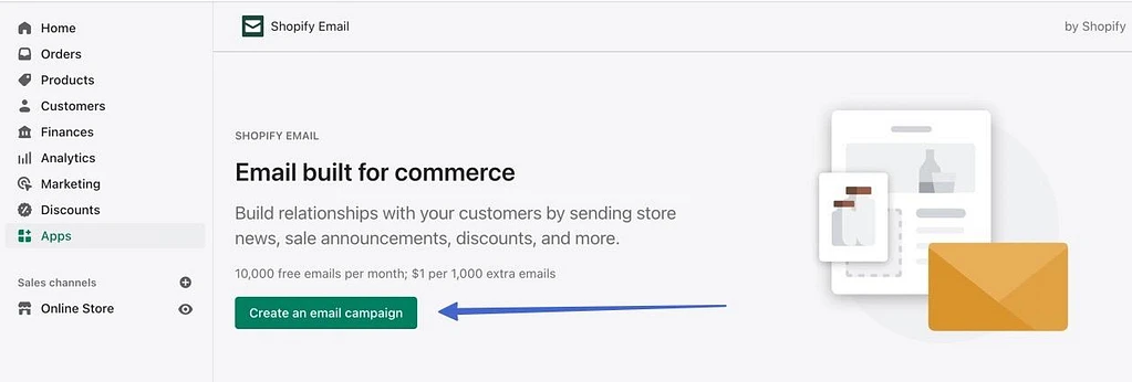 criar uma campanha de marketing por e-mail da Shopify