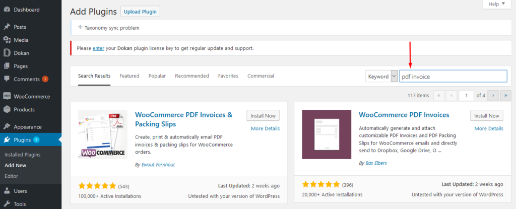 Installez les plugins WooCommerce pour les factures PDF et les bons de livraison