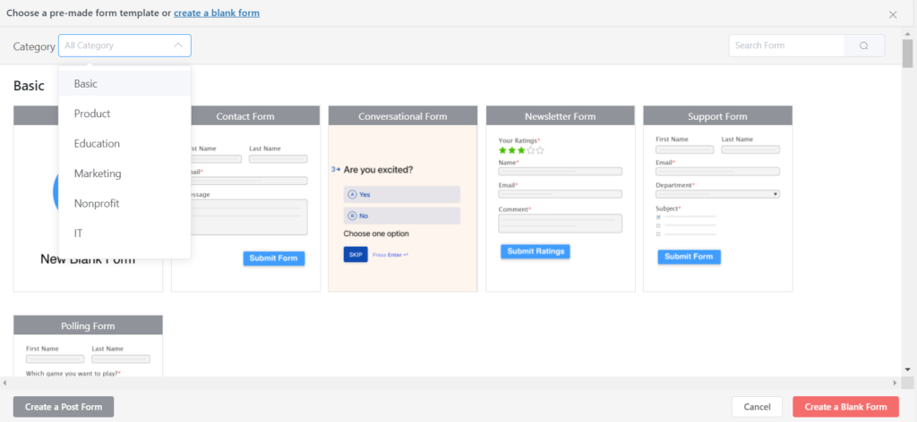 Önceden oluşturulmuş form şablonu - Fluent Forms