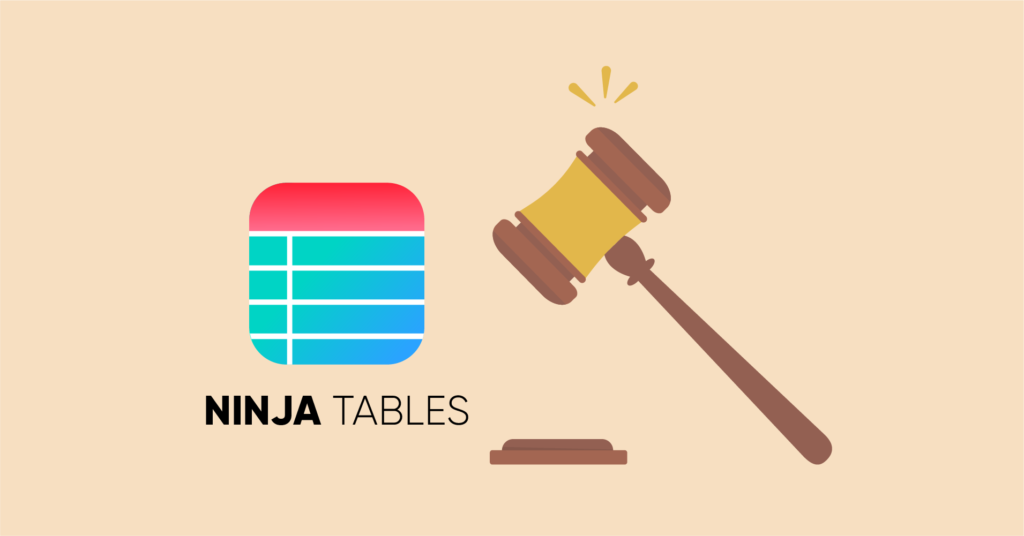 Produkttabelle von Ninja Tables