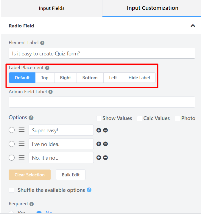 Positionnement des étiquettes - Fluent Forms