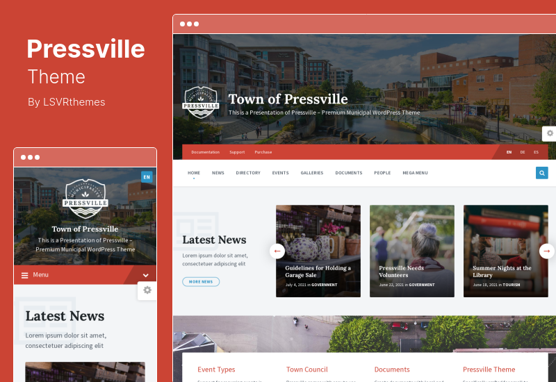 Pressville Theme - Tema de WordPress para el gobierno municipal de la ciudad