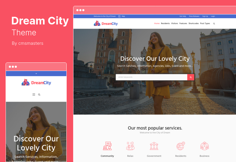 Dream City Teması - Kasaba Portalı Hükümet Belediye WordPress Teması