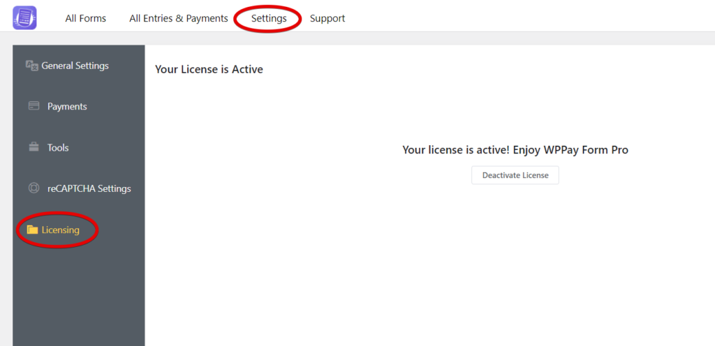 Activar licencia de WPPayForm