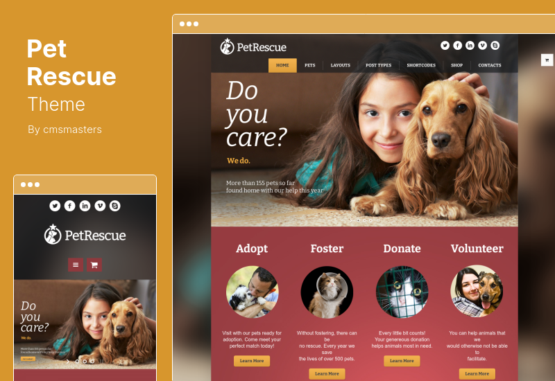 Pet Rescue Teması - Animals and Shelter Charity WordPress Teması