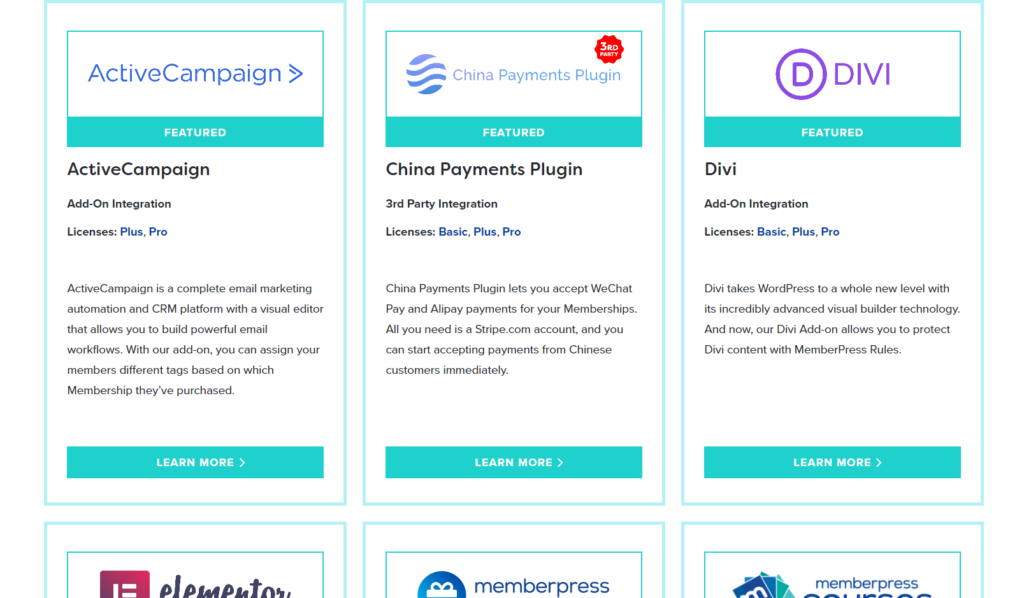 Integraciones de MemberPress