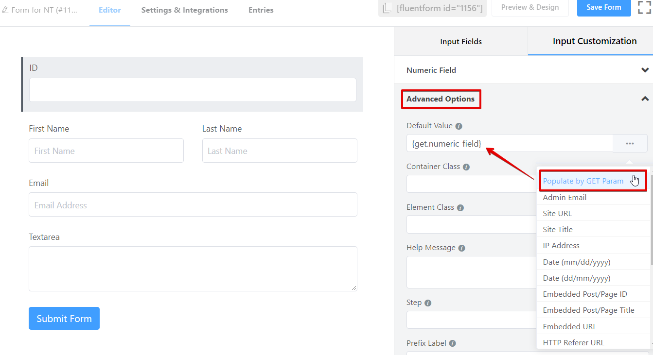 Configurações do Fluent Forms