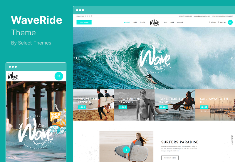 WaveRide Theme - Surfendes Wassersport-WordPress-Thema