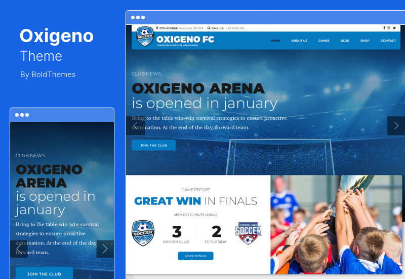 Thème Oxigeno - Thème WordPress pour club de sport et équipe