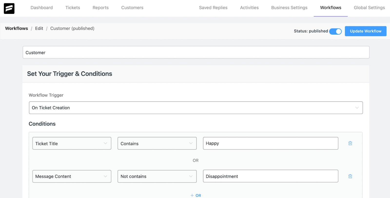 condiciones en los flujos de trabajo de soporte de Fluent