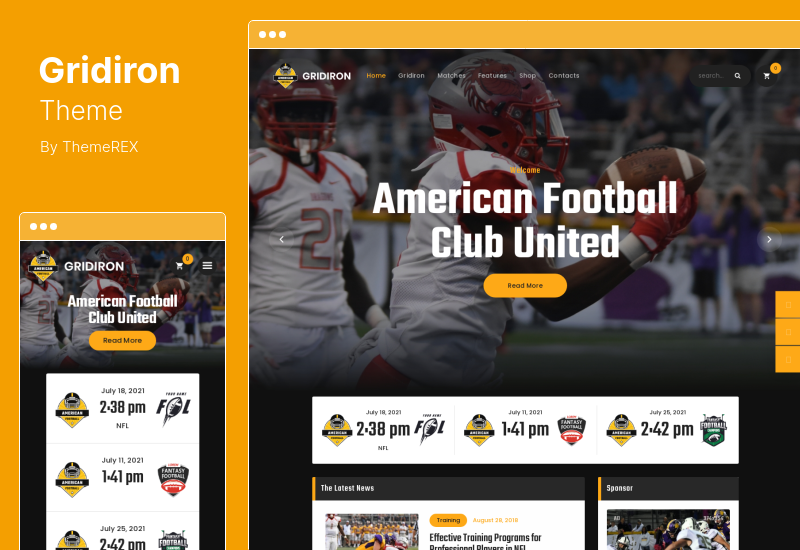 Gridiron-Design – WordPress-Design für das American Football- und NFL Superbowl-Team