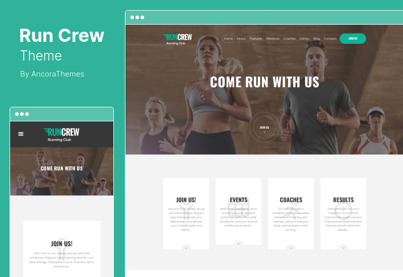 RunCrew Theme - Tema WordPress Klub Lari, Maraton & Olahraga