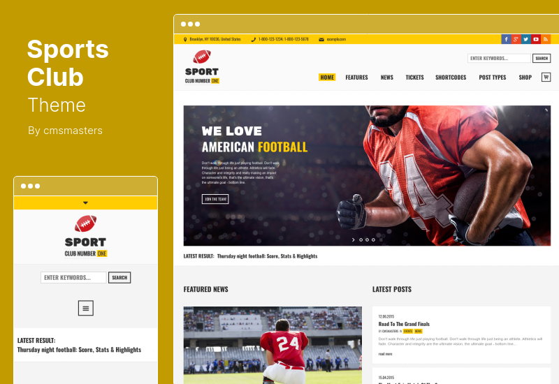 Sports Club Theme - Tema de WordPress para fútbol, ​​fútbol, ​​noticias deportivas