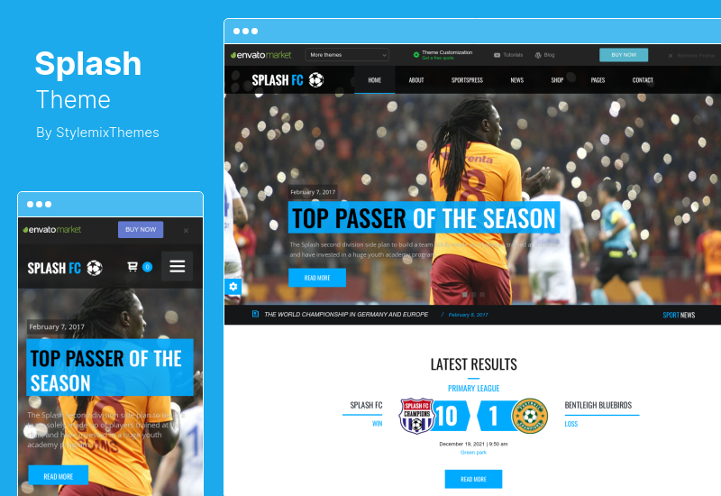 Splash Theme - Tema WordPress Klub Olahraga untuk Bola Basket, Sepak Bola, Hoki