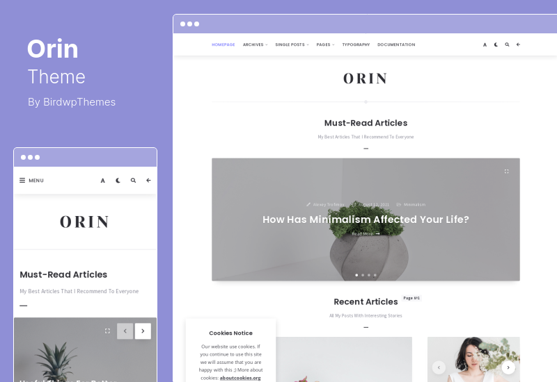 Orin Teması - Minimal Blog WordPress Teması