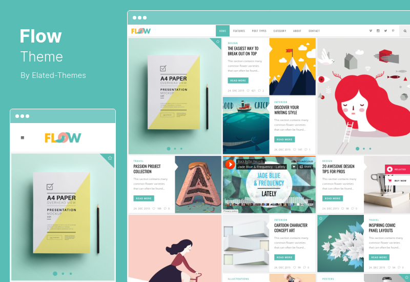 Tema Flow - Tema WordPress de Blog Criativo