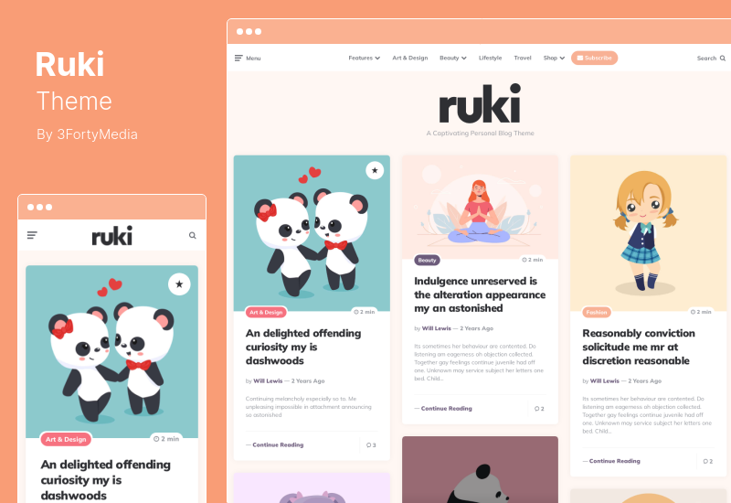 موضوع Ruki - سمة WordPress مدونة شخصية آسرة