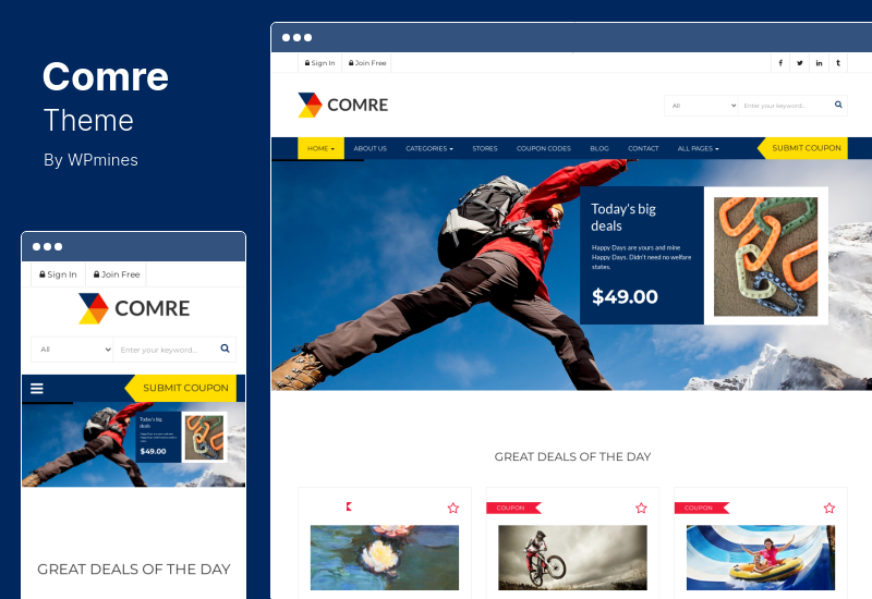 Comre Theme - รหัสคูปอง & Affiliates WordPress Theme