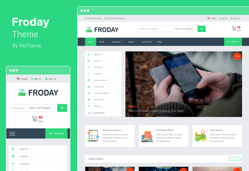 Froday Theme - Gutscheine und Angebote WordPress Theme