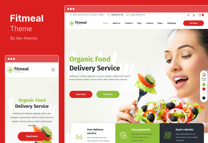 Fitmeal 主題 - 健康食品交付飲食營養 WordPress 主題