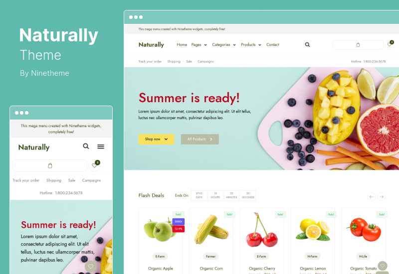 Tema Naturally - Magazin organic Magazin alimentar Tema WooCommerce