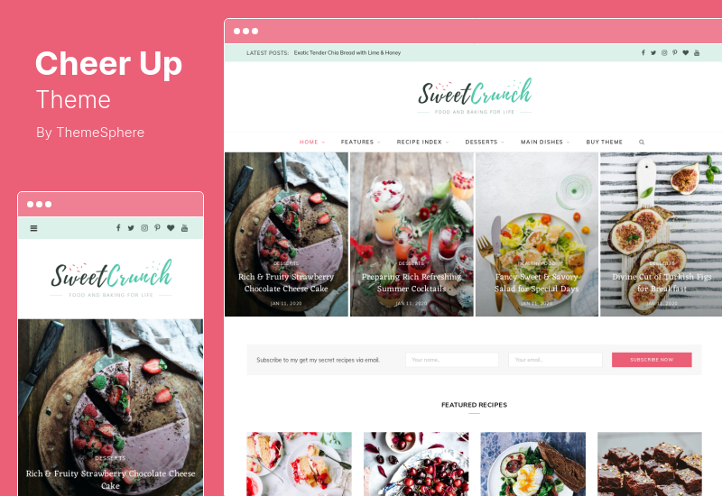 ธีม CheerUp - อาหาร บล็อก & นิตยสาร WordPress Theme