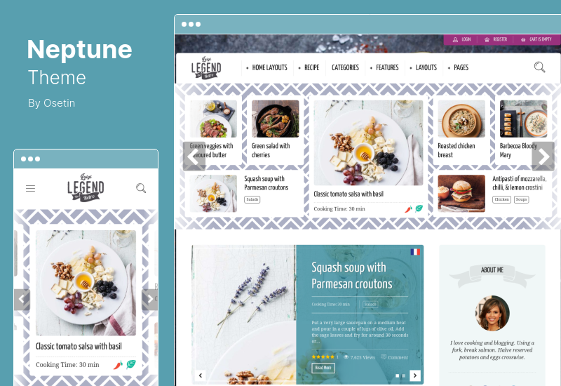 Tema Neptune - Tema WordPress para blogueiros e chefs de receitas de comida