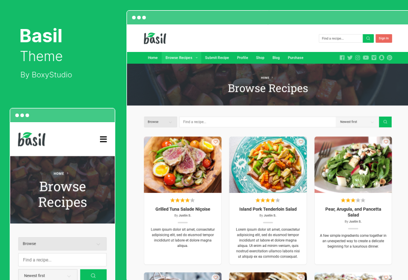 Basil Theme - Рецепты WordPress Theme