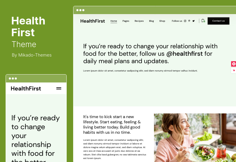 HealthFirst Teması - Beslenme ve Tarifler WordPress Teması