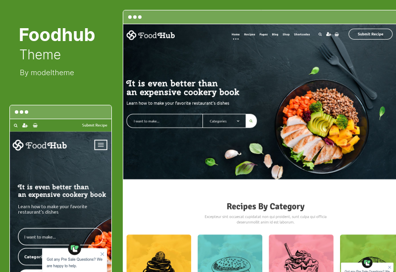 Foodhub 테마 - 조리법 WordPress 테마