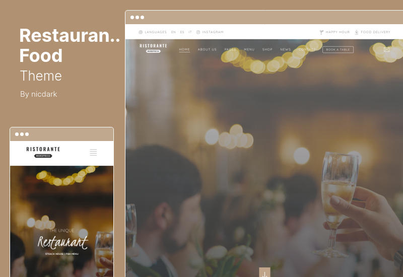 Tema de comida de restaurante - Tema de WordPress para restaurante